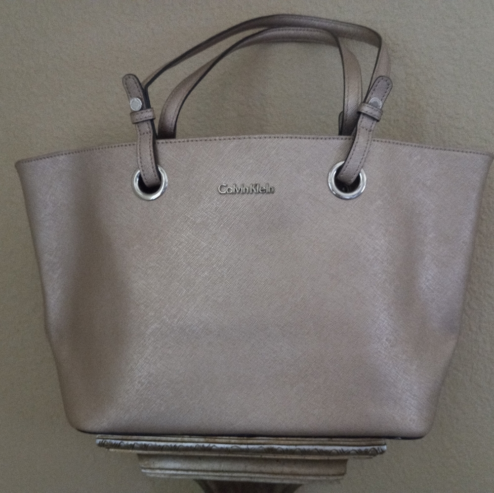 Calvin Klein Metallic Saffiano Leather Purse